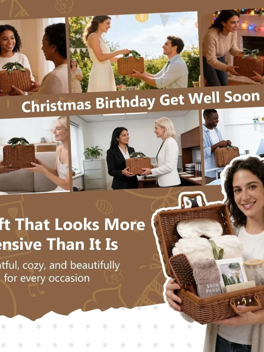 Self Care Spa Gift Set with Woven Basket(1 Pack)